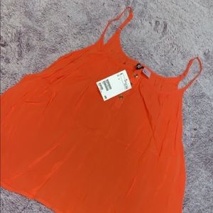 Orange cami button up shirt